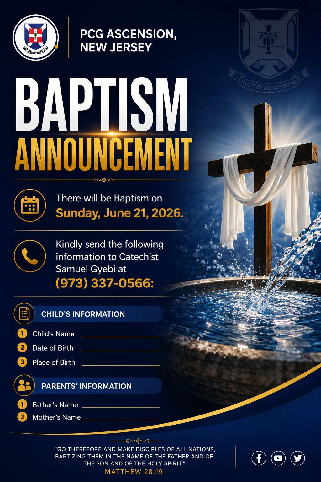 BAPTISM ANNOUNCEMENT